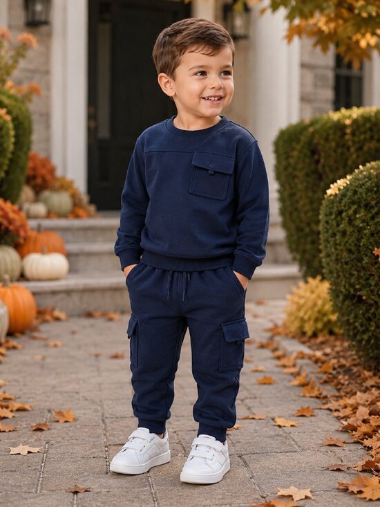Cat & Jack Other - NWT Cat & Jack Toddler Boys Navy Blue Pocket Crewneck Sweatshirt & Jogger Set 3T